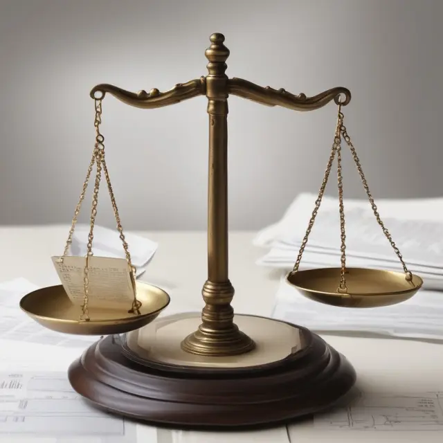 A balance scales holds hire purchase agreements and tax documentation, signifying the importance of legal considerations in these transactions.
