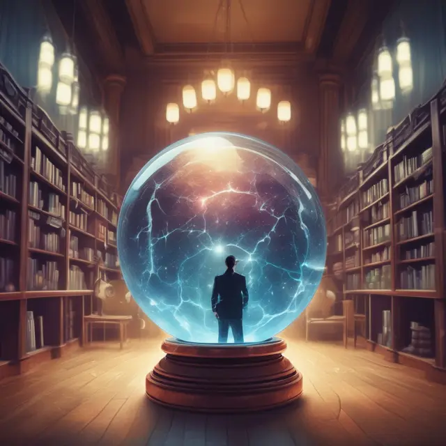 An ancient fortune teller holds a crystal ball filled with swirling questions and answers regarding hire purchase agreements