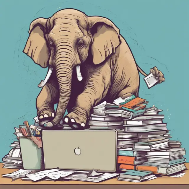 An overworked elephant carrying a heavy load of tasks represents the impact on employee performance and morale when facing a hiring freeze.