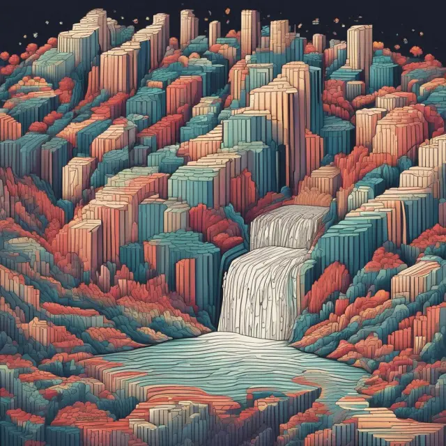 A meandering river representing continuous data creating histogram bins