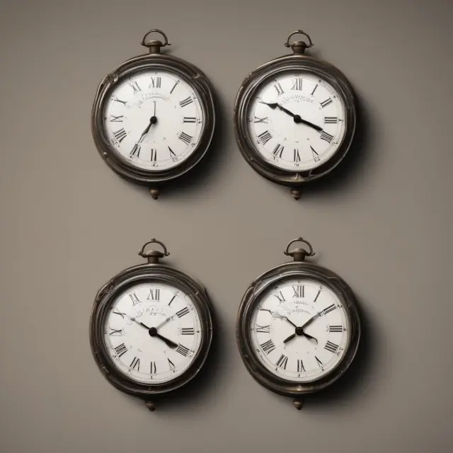 Juxtaposed clocks displaying historic and forward pricing in finance.