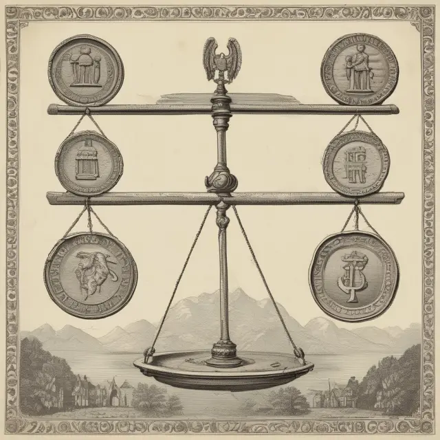 An ancient scale balances historic coins with modern currency, representing the choice between historical and forward pricing methods