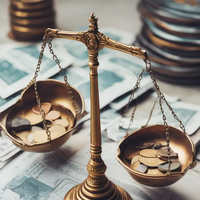 Two sets of scales: one balanced with fair market value assets, the other with historical cost. They are compared to emphasize the difference between these two accounting methods for long-term assets.