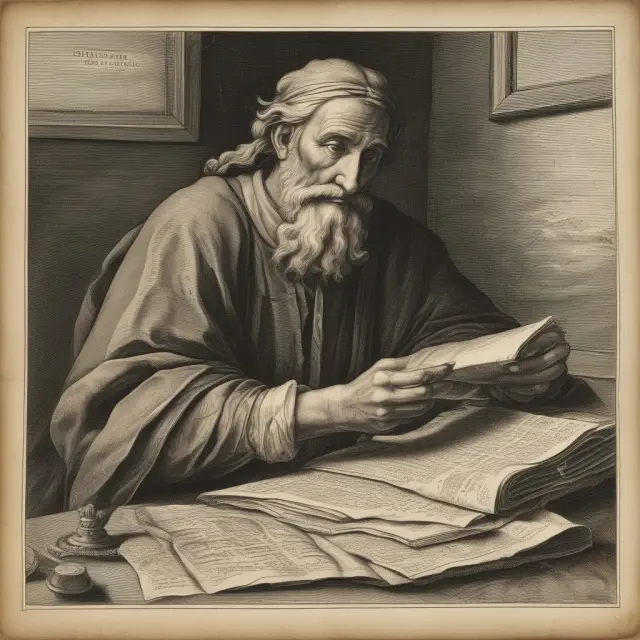 An old accountant meticulously maintaining records of historical asset costs on a timeworn, leather-bound parchment