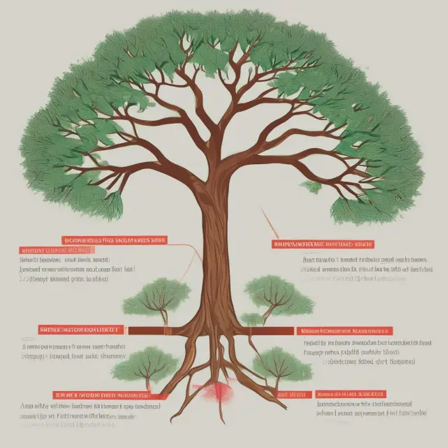 A metaphorical image of the history of interest rate modeling, with the Heath-Jarrow-Morton Model branching out from a tree trunk symbolizing traditional models like Vasicek and Black-Scholes.