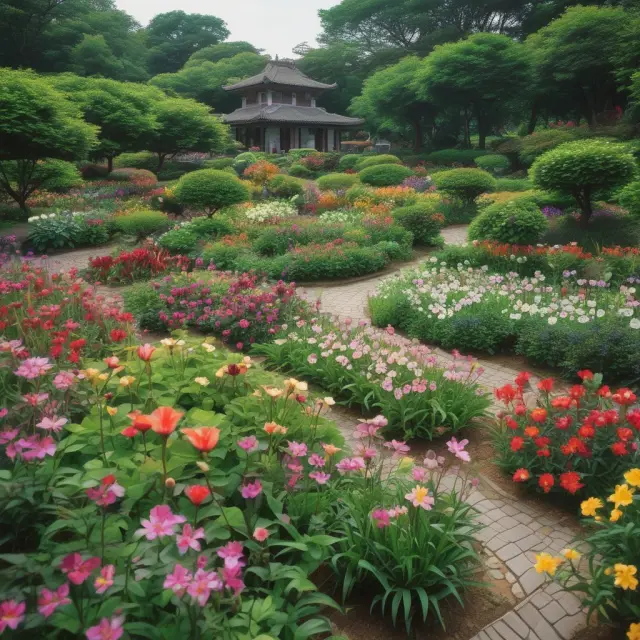 Vibrant garden symbolizing various assets on HKEx, watched over by a regulatory butterfly