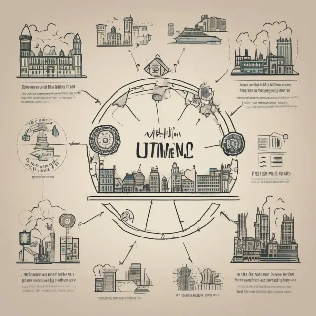 An image featuring intertwining gears from industries like finance, education, health and security, with HMRC as the unifying force