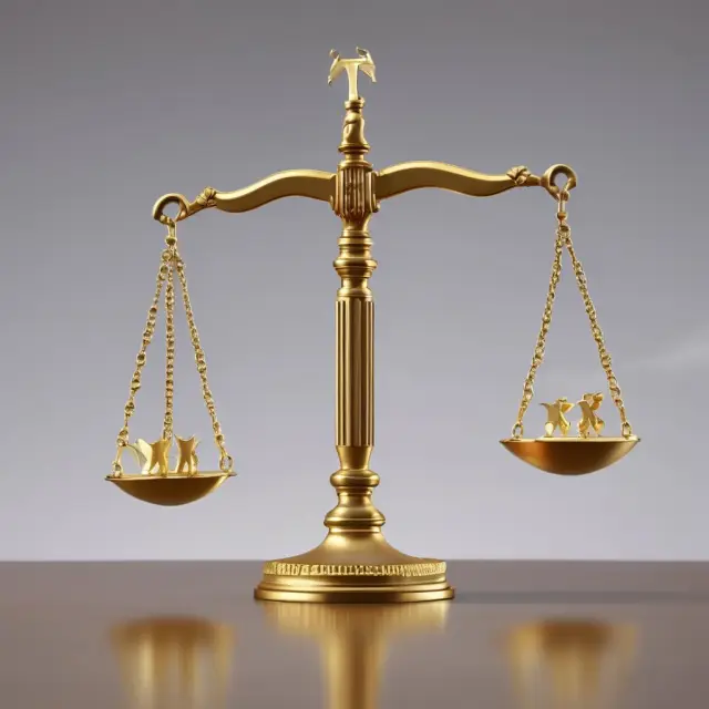 Golden scales with HMRC logo represent tax collection. Behind it, a well-funded public service system symbolizes the impact on society.