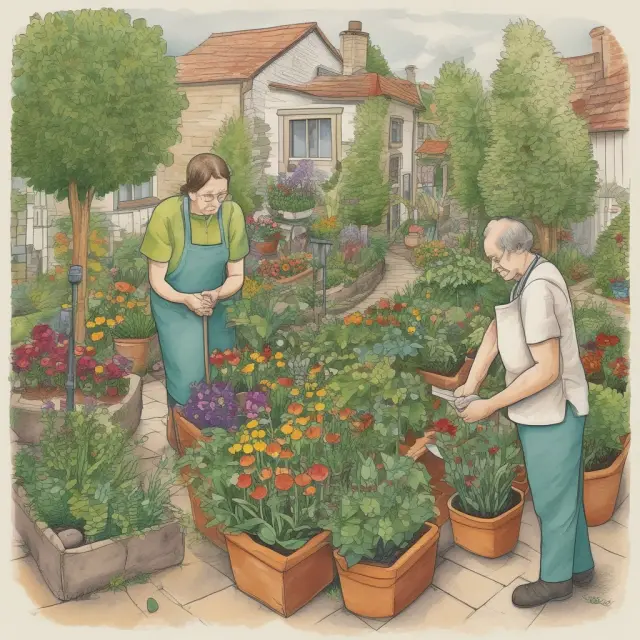 Primary care physician (PCP) as a gardener tending to patients, symbolizing HMO