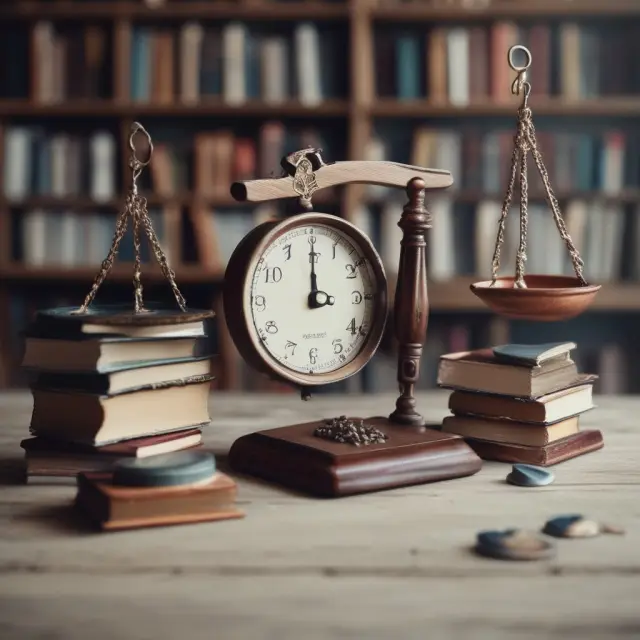 A balance featuring hobby-related items on one side and business symbols on the other, representing the difference in classification