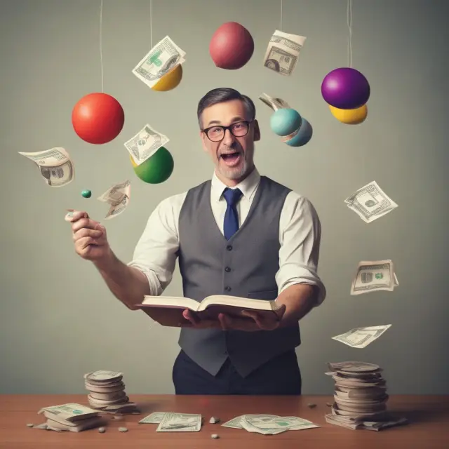 A person juggles tax documents, symbolizing the delicate balance between hobby losses and profit motive.