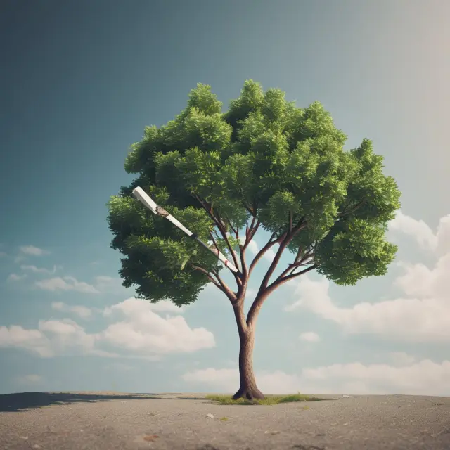 Hockey stick morphs into a flourishing tree, depicting dramatic increase in business or scientific data.