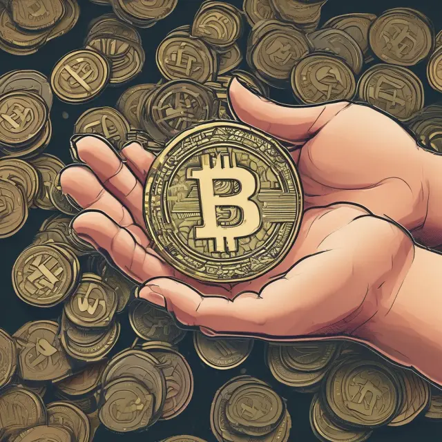 Hand holding HODL coins with BNB rewards falling around
