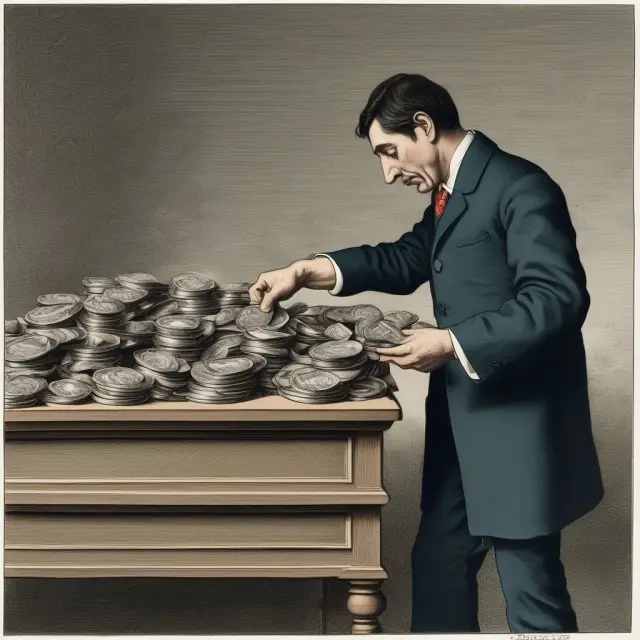 Tax collector holding double-headed coins representing holdcos and their potential double taxation
