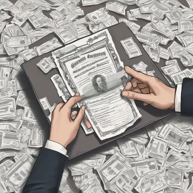 A person holding a stock certificate, surrounded by a ballot box for shareholder voting and a pile of dividend checks symbolizing financial benefits.