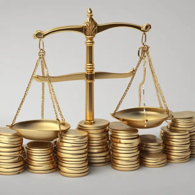Two scales balanced by gold coins symbolizing inventory management strategies like EOQ.