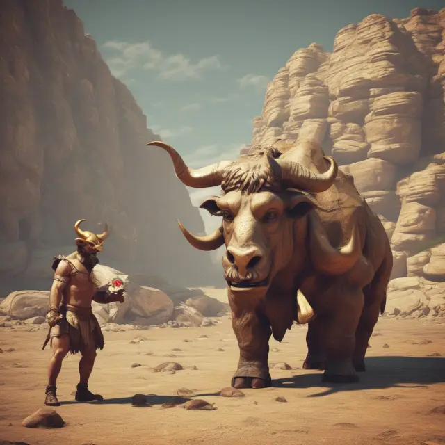 A Minotaur protects a gold mine representing inventory, surrounded by stacks of gold bars, emphasizing holding costs