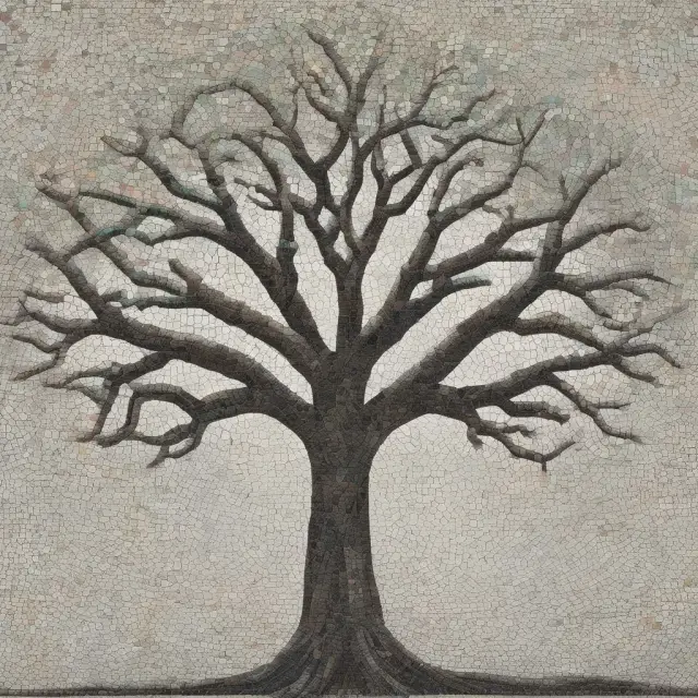 Mosaic tree with various business logos symbolizing holding company control and oversight