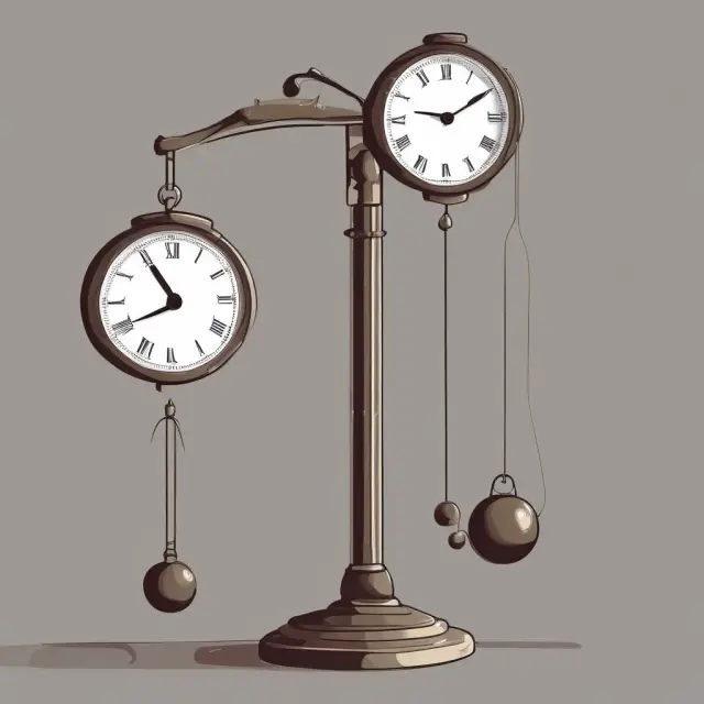 Two synchronized pendulums represent old and new stock shares; holding periods impact length before tax implications apply