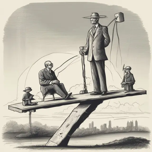 An institutional investor holding a seesaw with capital gain types representing short-term (left) and long-term (right), illustrating the importance of strategic holding periods.
