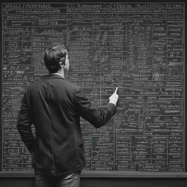An artist meticulously calculating holding period returns for individual stocks and mutual funds compared to a benchmark index