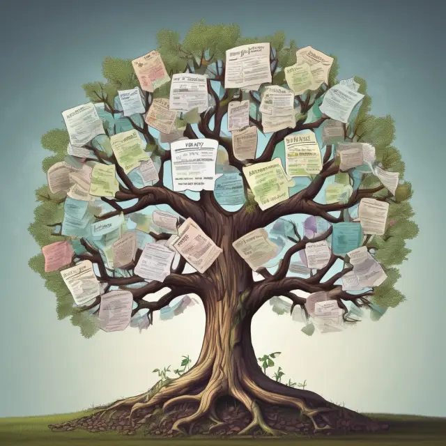 A tree with three branches: biotech, pharmaceutical, and retail, each bearing fruit of successful HOLDRs in the form of Amgen, Pfizer, Target, etc.