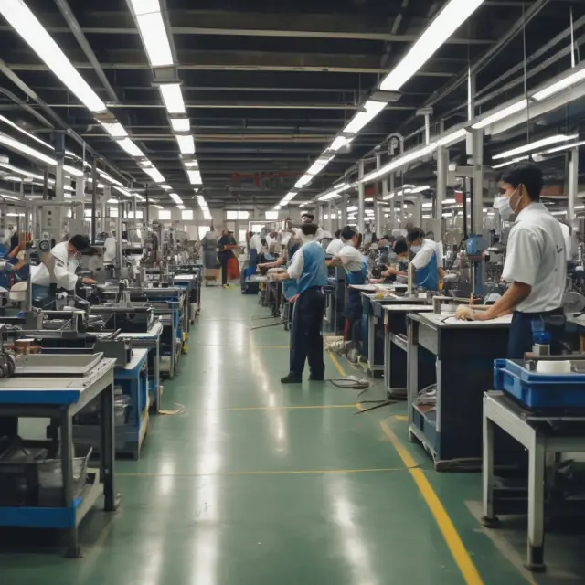 Workers adapting to hollowing out in a globalized world, transitioning from manufacturing jobs to high-skill roles with assistance from policymakers and technological innovations