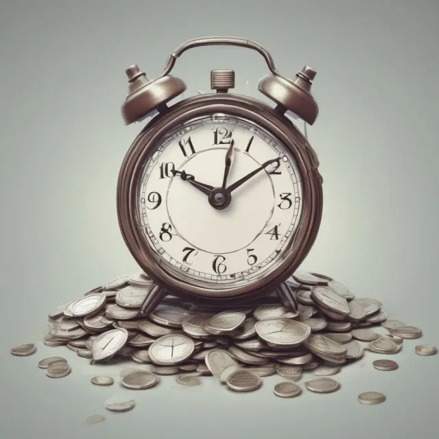 A digital clock with seconds flying by faster in a world filled with online transactions, symbolizing the time-saving convenience of home banking.