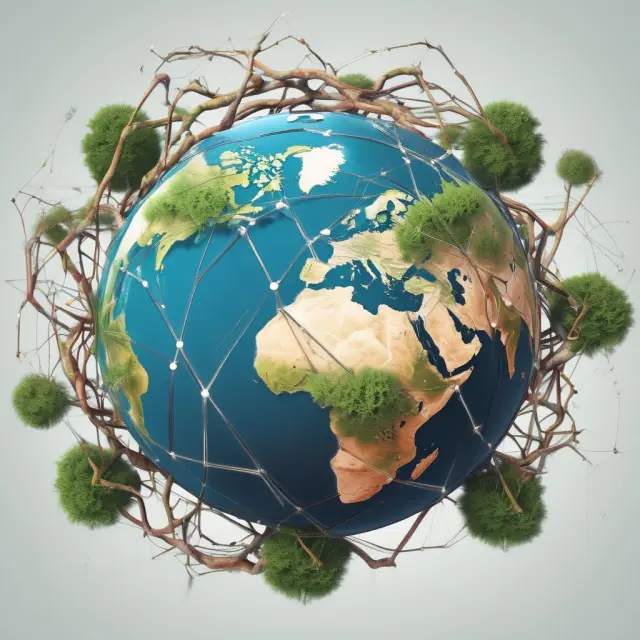 Globe with branches connecting countries illustrates the benefits of international investing and diversifying beyond home country bias