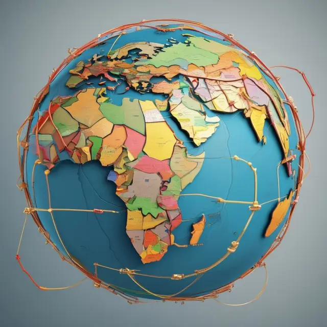 Globe illustrating economically sized countries connected via the home market effect, demonstrating trade patterns and economies of scale