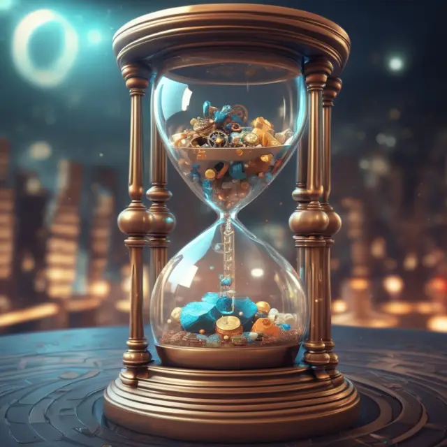 Image of a futuristic hourglass filled with shifting HMDA regulations and digital gears, illustrating the ongoing evolution of the Home Mortgage Disclosure Act