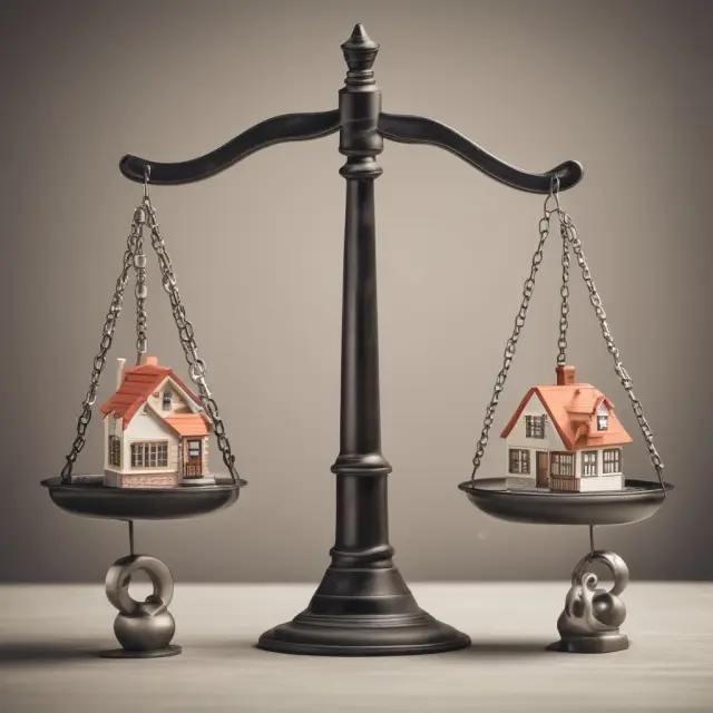 Two golden scales balanced between Mortgage Interest Deduction and Standard Deduction, reflecting a homeowner