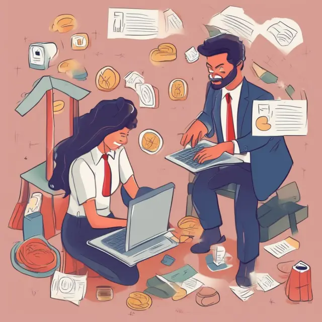Virtual businessman in a home office environment, saving money through reduced rent and utilities while enhancing productivity using video conferencing tools