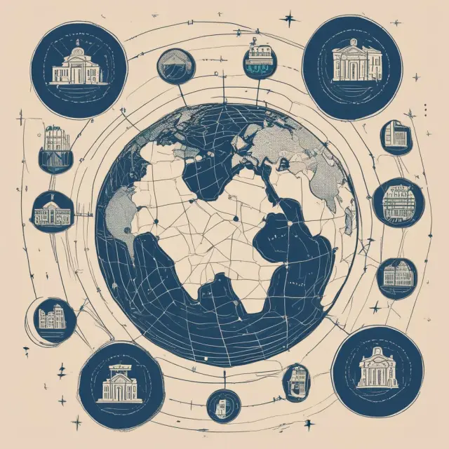 Global representation of legal homes influencing citizenship status, starring passports in a cosmic constellation