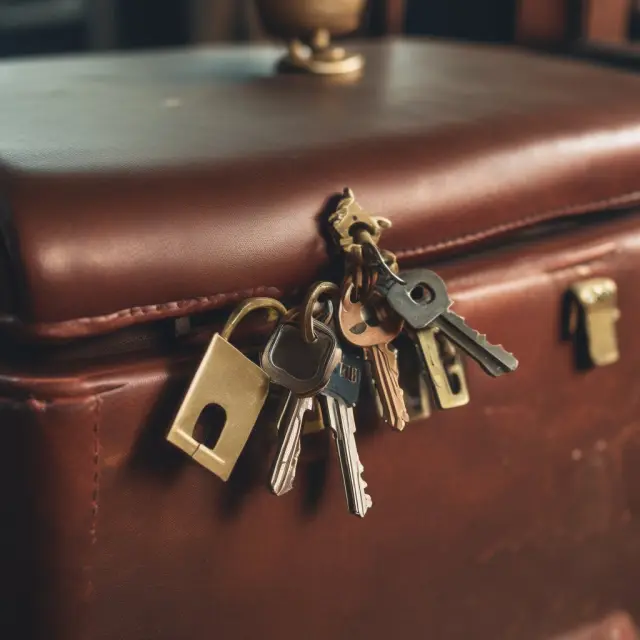 Person holding a suitcase with keys representing their primary residence, vacation home, and investment property. Key labels denote 