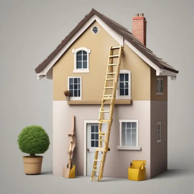 Golden ladder leading to a stable house, representing home equity loans