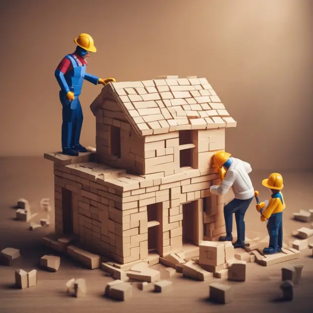 Taxman and carpenter constructing a house using gold brick home equity loans in a post-tax reform setting