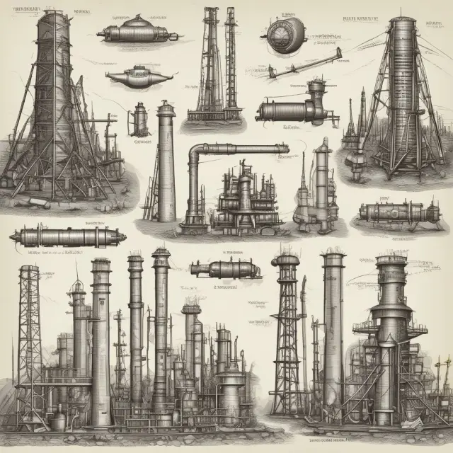 A metaphorical landscape featuring metal bars, oil derricks, banks, pharmacy vials, power plants, and MLP & REIT logos representing high-dividend yielding sectors