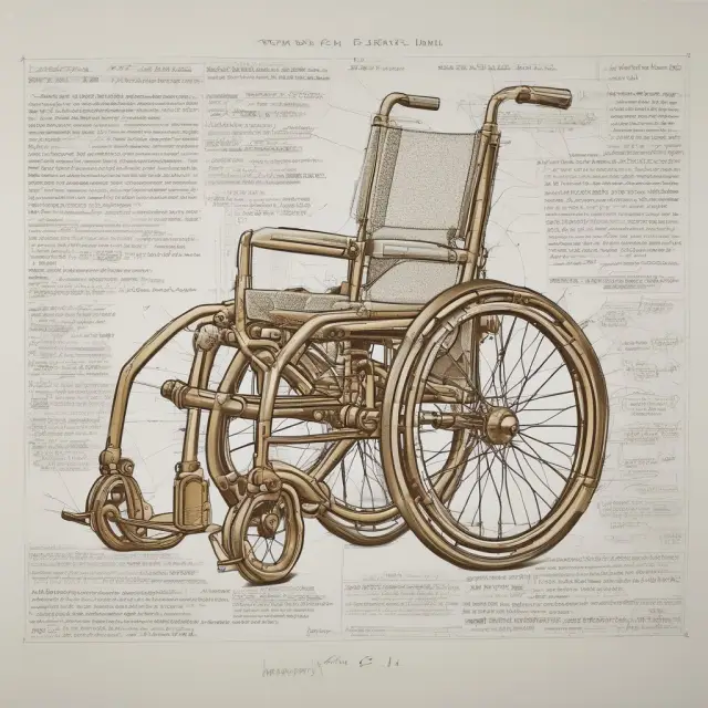 A golden wheelchair moving on a transparent house plan, emphasizing home modifications for accessibility