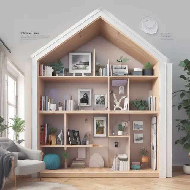 An image of a modern, accessible home with smart home devices and assistive technologies such as voice recognition software and wearable sensors.