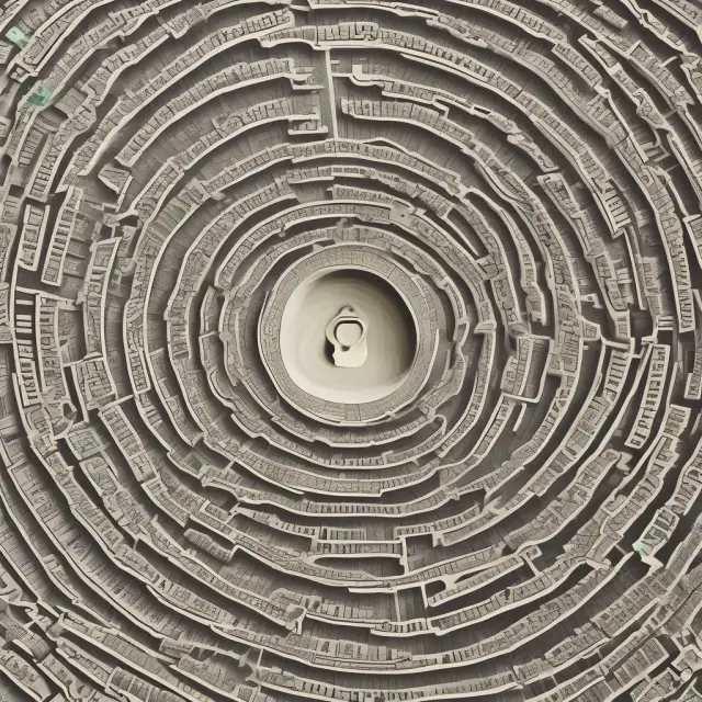 A person holding a tax document, standing in front of a maze with house symbols leading to a treasure chest labeled 