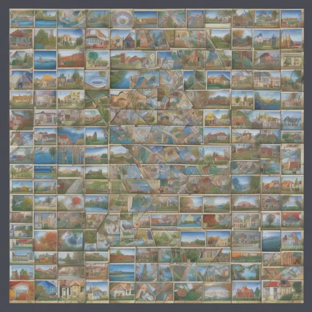 Image of a mosaic depicting various HOA-covered areas such as lobbies, patios, and tennis courts, with residents adding tiles representing their monthly dues.