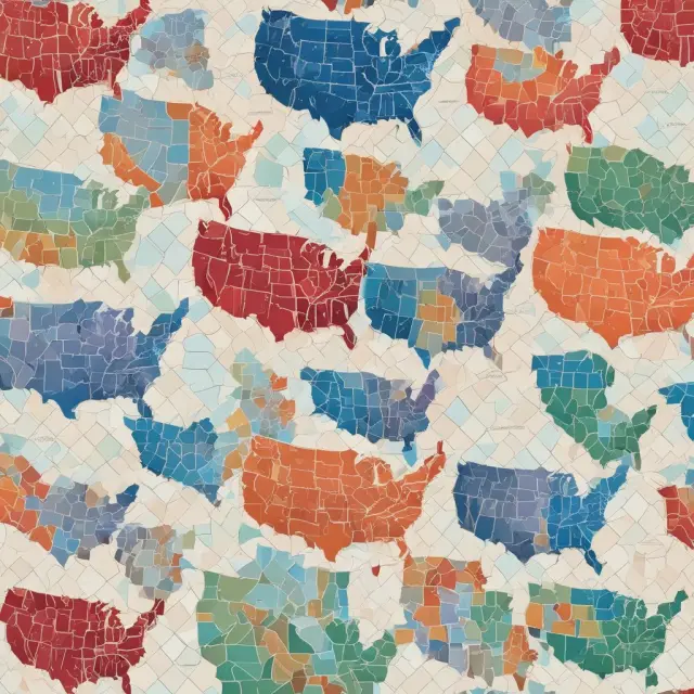Mosaic of US states represented by maps, each having a shield symbolizing the respective homestead exemption