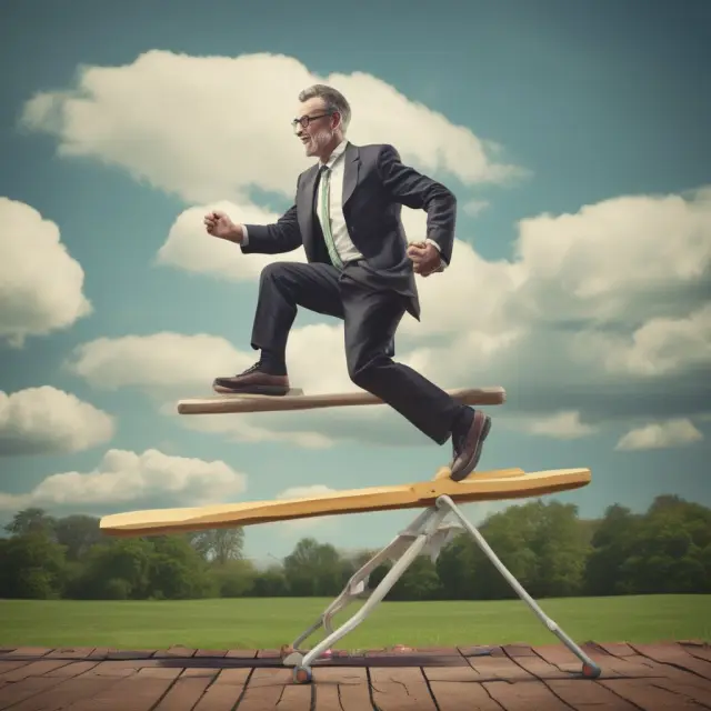Man on a see-saw representing homo economicus and alternative decision-making models, balancing the limitations and benefits of each approach.