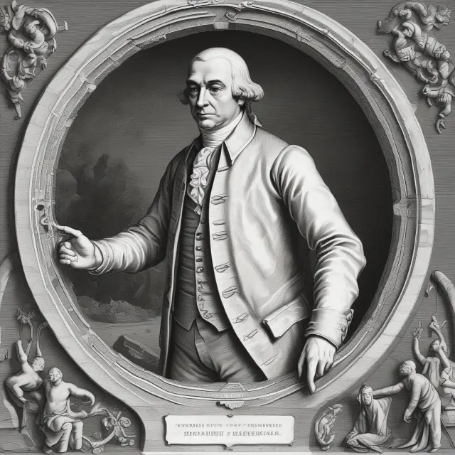 A hand with the outline of Adam Smith