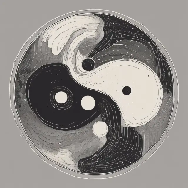 A cosmic yin-yang symbolizing harmonious balance and consistent variance in regression analysis