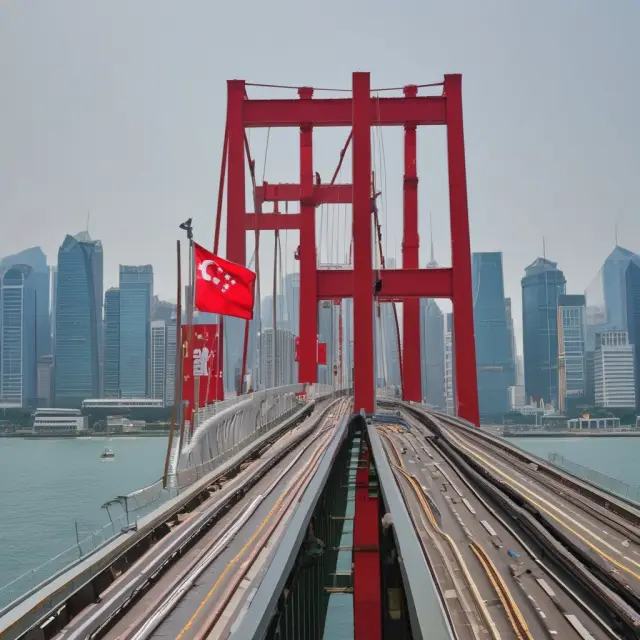 An image of bridges linking Shanghai and Shenzhen stock exchanges with the Hong Kong flag, representing the 
