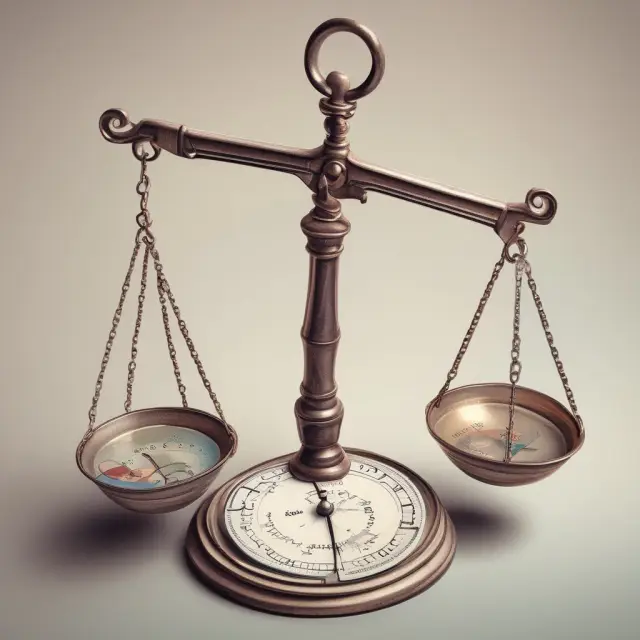 Image of scales tipping based on time investment in creating and delivering a service.