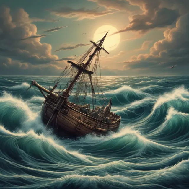A fishhook symbolizing a hook reversal pattern amidst choppy waters, emphasizing potential market trend shifts