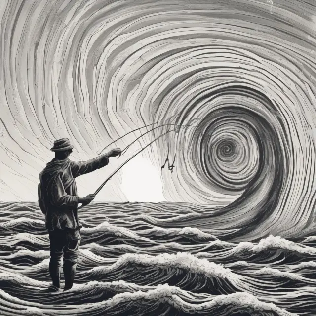 Fisherman contemplating hook reversals in the presence of opposing market currents